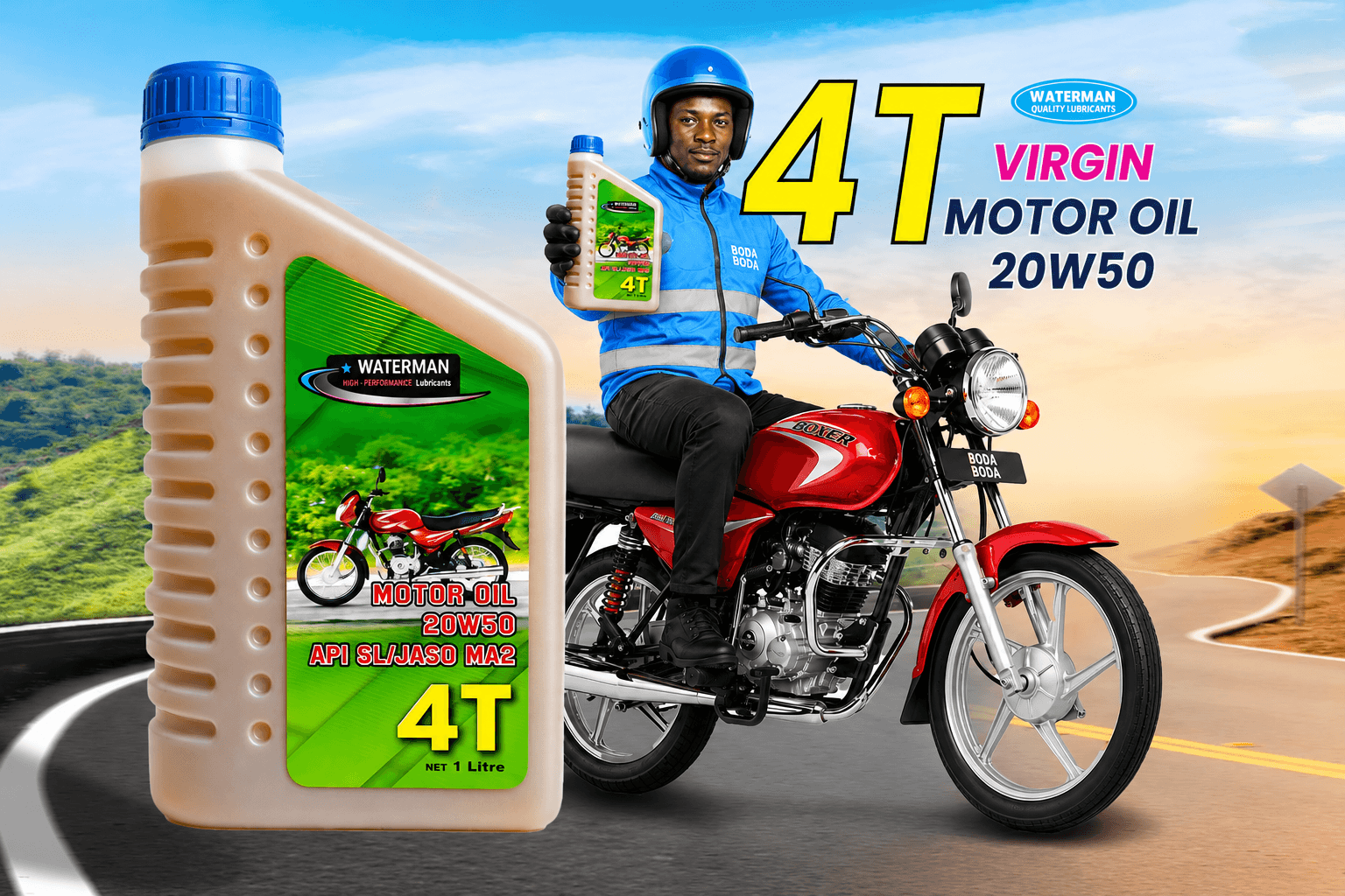 BODA-BODA-MAN-HOLDING-WATERMAN-OIL-20W50